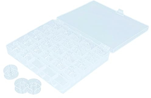 vhbw Aufbewahrungs-Box kompatibel mit Bernette 56 | 15, 12, 65, 20, 66, 25, 37, 55, 38 Nähmaschinen-Spulen - inkl. Unterfaden-Spulen, Kunststoff