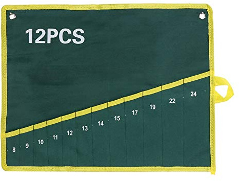Culnflun Werkzeugrolle, Grüne Canvas Werkzeug-Rolltasche, 12 Taschen Schraubenschlüsselrolle, Schraubenschlüssel Werkzeugtasche Maulschlüssel Tasche Messertasche (12 Pockets)