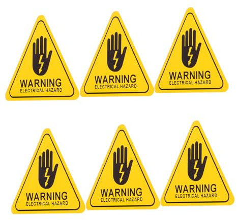 DIYEAH 6stücke Vorsicht Strom Schild Warnschild für Elektrozaun und Überspannung Aufkleber mit Stromschlaggefahr und Spannungsrisiko Hinweis für Schaltschränke und Industrielle Anwendunge