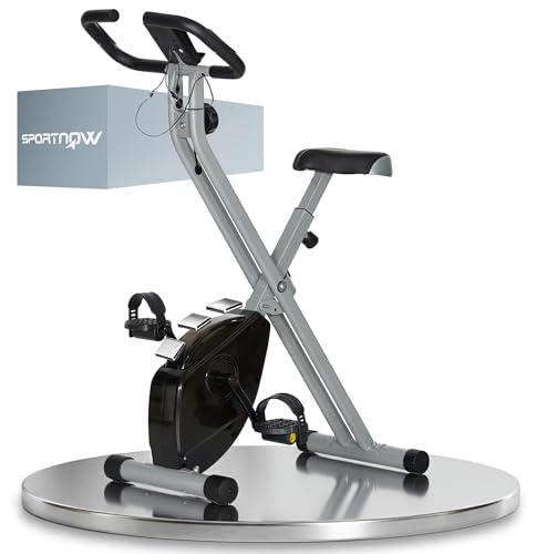 SPORTNOW Cyclette Magnetica Pieghevole da Casa con Resistenza a 8 Livelli, Display LCD e Battito Cardiaco, Rotelle, Sellino Regolabile e Supporto Integrato, in Acciaio, Grigio e Nero