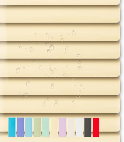 generisch Metall Aluminium Jalousie für Innen Fenster, Horizontale Alu Jalousien Verdunklung, 20 40 55 60 78 88 100 130 170 200cm Mehrfarbig Plissee Thermo Sichtschutz für Zuhause Büro(Light Yellow)