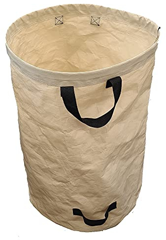 Aurexis Gartensack mit Tragegriffen – Faltbarer Laubsack aus robustem PE (Polyethylen), Beige – Gartenabfallsack für Laub, Grünschnitt & Äste (120 Liter)
