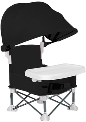 Zusammenklappbarer, tragbarer Baby-Esszimmerstuhl, Reise-Kleinkindsitz mit Tablett zum Essen, faltbarer Fütterungssitz mit Sonnendach für Baby, Zuhause, Reisen, Camping, Picknick, Rasen,