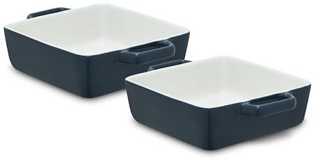 Barbary & Oak Nattura Set of Two 20.5cm Square Baking Dishes, Made from Strong Stoneware, Smooth Glaze Interior, Easy Grip Handles, Dishwasher Safe, Agave, BO875024AGV