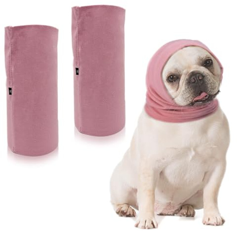 GYIOFAI 2 Stücke Hund Snood, Ohrenschützer für Hunde, Gehörschutz Hund, Hals und Ohren Wärmer, Haustier Ohrenklappe Kopfwickel, Ohrenschutz Wind, Haustier Snood für Hunde und Katzen, M (Rosa) (Rosa)