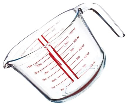Toyvian Taza Medidora de Vidrio Templado 1 Litro Escala Clara Jarra Medidora Resistente al Calor para Cocina y Repostería Herramienta Precisa para Hornear y Uso Doméstico