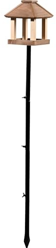 dobar® Vogelfutterhaus inklusive Ständer - Wetterfeste Vogelfutterstation - Wildvogelhaus mit Ständer - Vogelhaus aus Holz - 17,5x17,5x121 cm - Braun