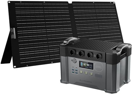 ALLPOWERS S2000 PRO Powerstation mit Solarpanel SE100: 2400W Solargenerator mit Solar Panel Faltbar 100W - Schnellladung Mobiler Stromspeicher Notstromaggregat für Camping Wohnmobil Off-Grid