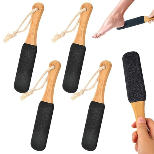 4 pezzi pomice professionale per piedi, pietra pomice per piedi con manico in legno, lima per piedi per pelle dura, lime per talloni per pelle dura, raschietto per piedi sani, pelle morta dura, calli
