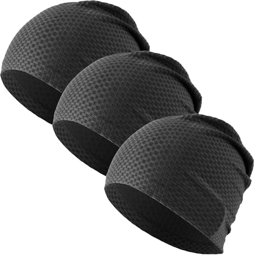 WTACTFUL 3-Pack Lightweight Cooling Skull Cap for Men & Women Summer | Waffle Grid Texture, Breathable, Quick Dry, Moisture Wicking for Running Cycling Motorcycle Hard Hat Helmet Liner