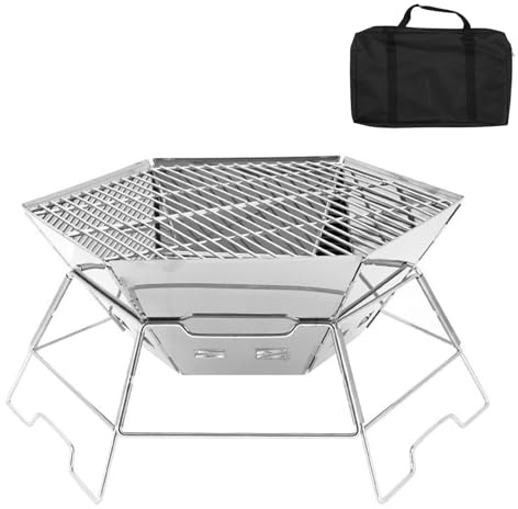 Mehrfachfunktionaler, sechseckiger, transportabler Grill für Camping, der die Feuerstelle, Kochen von kochendem Wasser und die Grillfunktionen hervorhebt Outdoor Herd Set