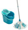 Leifheit Set Power Mop 3-in-1 mit saugstarken Fasern, Wischer mit flexiblen Viskose-Mopkopf-Streifen, Bodenwischer für Fliesen und Laminat Wischsystem Mop Türkis 45 x 35 x 72 cm