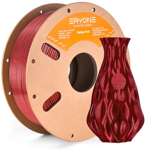 ERYONE Glitter PLA Filament for 3D Printer, 1.75mm +/-0.03mm, 1kg(2.2LBS)/Spool, Sparkle Red