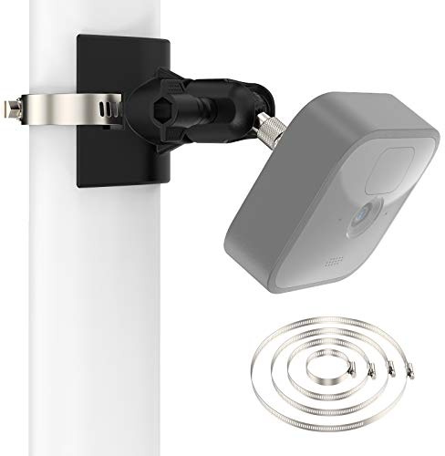 360° Kamera Halterung für Blink Mini / XT2 / Indoor/Outdoor mit 4X Verstellbare Rohrschelle (Ø 1.9-7.8 Zoll) - Außen- und Innenanwendungen Blink überwachungskamera Holder Säule Wasserrohr (1 Pack)