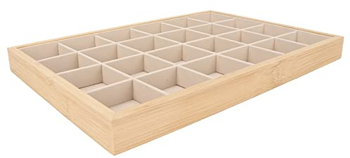 Smyckeförvaring visningsbrickor, smyckebricka, lådinsats, flera användningsområden, smyckesbricka, stapelbara, smycken, visningsbrickor för ring, örhängen, armband, halsband (beige)