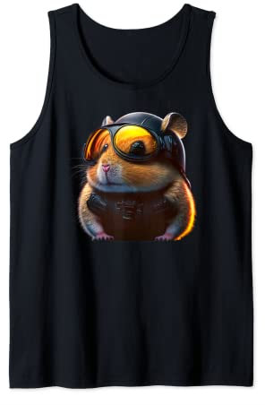 Hammster mit Biker Helm- Motorrad Tank Top