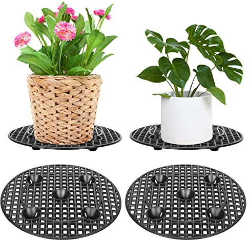Cretee 4 x Topfpflanzenständer, großer Pflanzgefäßhalter, strapazierfähig, für drinnen und draußen, Garten, Terrasse, Blumentopf-Ständer, 30 cm Durchmesser