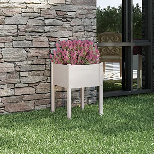 WHOPBXGAD blumentopf schwarz,blumentopf groß,blumenkübel,übertopf groß,Pflanzkübel Weiß 50x50x70 cm Massivholz Kieferpflanzkübel,pflanzkübel XXL,blumentopf mit füßen,
