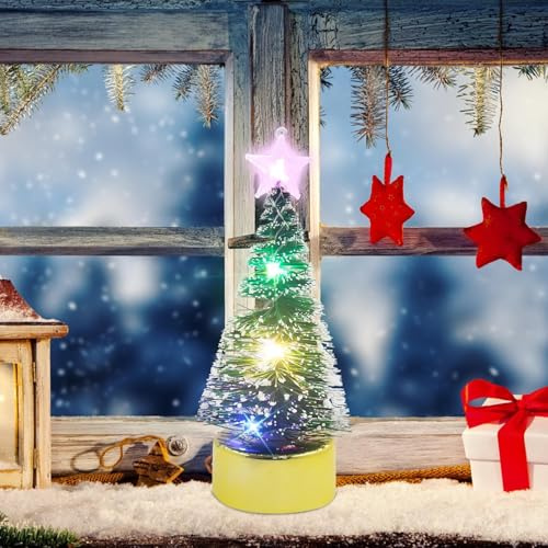 3 Stück Mini Weihnachtsbäume,Bunte LED Weihnachtsbäume | Mini Weihnachtsbaum mit LED,Leuchtender Weihnachtsbaum Mini