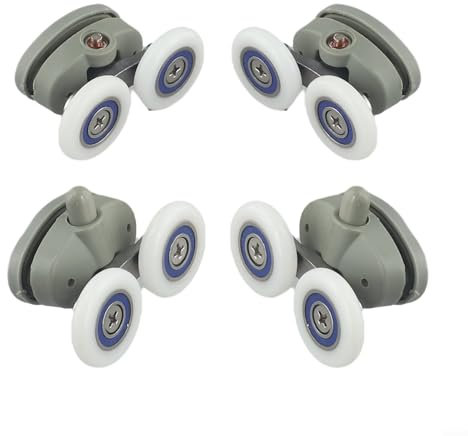 Zeroupshop Rouleaux incurvés pour porte de douche, roues de porte de douche, supérieurs ou inférieurs | Double roulettes de porte de douche (27 mm)