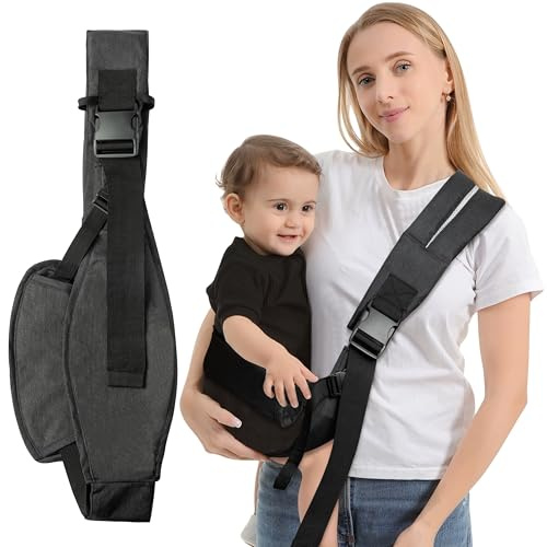 GoaePode Baby Carrier with Side Support Straps, Hands Free Adjustable Toddler Sling Carrier, Portable Infant Wrap Carrier with Cushioned Shoulder Straps, Ergonomic M-Shape Leg Support (Black)