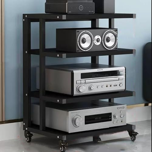 ZYXQQJ Gabinete De Componentes De Audio Soporte AV, Estante para HiFi, Estante para Amplificador, Estante para Consola De Videojuegos(Black,4 Tier)