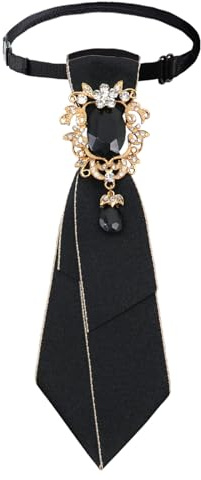 Gsyziux Neck Ties for Women Girls, Rhinestone Crystal Womens Tie Adjustable Pre-tied Bowtie for Party Prom Banquet School (Black)