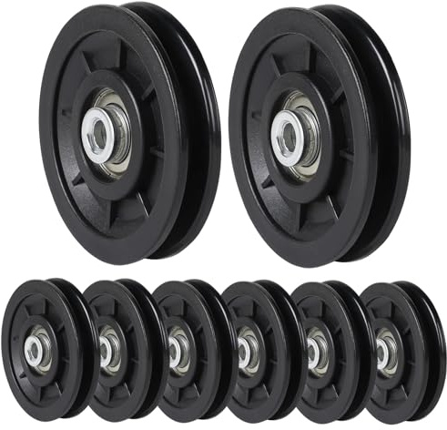 LALAGO 8 Stück Seilrolle 90mm, Umlenkrolle mit Kugellager | Nylon-Kunststoff-Riemenscheibe mit Universallager, Fitness-Umlenkrolle für Gym, Fitnessgeräte, Kabelmaschine und Garage