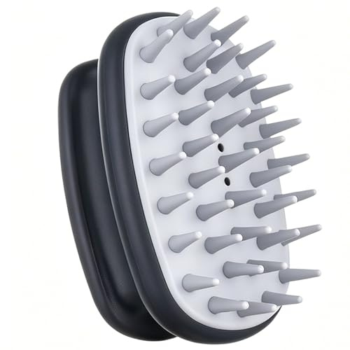 DDUP Soft Glue Scalp Massager & Head Massager Shampoo Brush with Built-in Dispenser, Soft Bristles Hair Scrubber for Deep Scalp Exfoliation, Hair Massager for Women Men All Hair Types (Black)