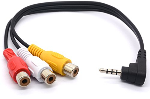 Adattatore maschio ad angolo retto da 3,5 mm a 3 RCA femmina cavo adattatore per HDTV