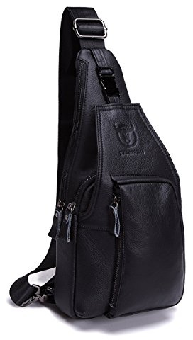 HARPIMER Rindleder Schultertasche, Novatech Rindleder Sling Rucksack Herren, Umhängetasche, Brusttasche, Rucksack für Wandern, Radfahren, Reisen, Freizeit oder Multipurpose Tagepacks Herren