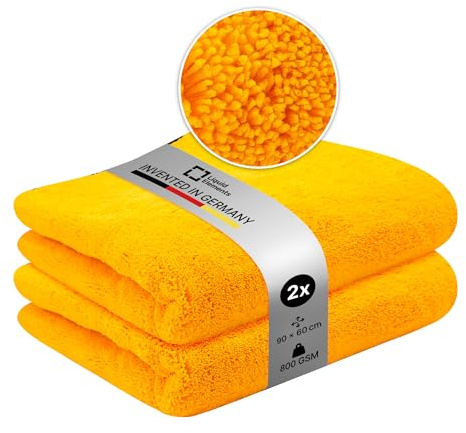 Liquid Elements Trockentuch Orange Baby 800 GSM 90x60cm, 2er | Weiches Mikrofasertuch zur Autopflege, extrem saugstark, fusselfrei & lackschonend