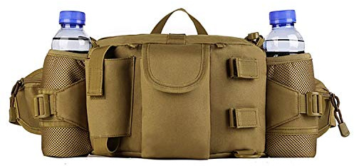 Huntvp Taktische Hüfttasche mit Wasserflaschen-Tasche, Militär-Fanny-Packs, wasserdichte Hüftgürtel-Tasche für Jagd, Camping, Trekking (braun)
