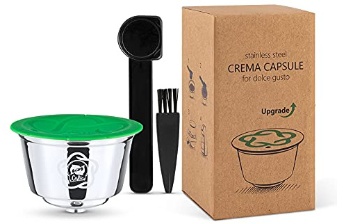 i Cafilas für Dolce Gusto Kapseln Wiederverwendbare Edelstahl-Kaffeefilterkapsel, kompatibel mit Dolce Gusto mit Löffel und Reinigungsbürste