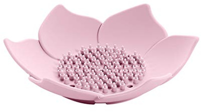 Coversolate Seifenschale Silikon Blütenblatt-Form Seifenschalen Seifenhalter für Dusche, Bad, Küche (Rosa)