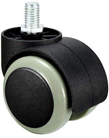 Sedia da ufficio con ruote da 2 pollici, in PU, doppia ruota, M10 x 14 mm, asta filettata girevole, rotelle, colore: grigio