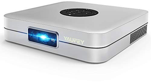 yaufey Mini Projecteur, Android 9.0 WiFi DLP Pico Vidéo projecteur, 4000 lumens Portable projecteur de Cinéma Maison Full HD 1080P Supporté, Compatible avec iphone/HDMI/USB/Smartphone - trépied
