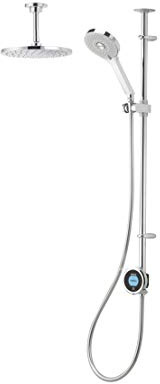 Aqualisa Optic Q smart shower (exposed) with adjustable handset and fixed ceiling head - for high pressure/combination boiler systems
