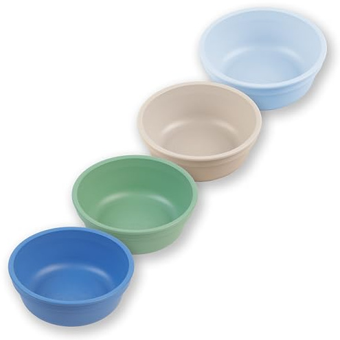 Re-Play 12 oz. Toddler Bowls Set of 4 - Kids Deep-Walled, Durable & Reusable Snack and Meal Bowls, Dishwasher & Microwave Safe, BPA-Free, Made in USA from Recycled Plastic, Meadow
