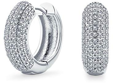 Pendientes De Aro Huggie De Micro Pave CZ De Circonita Cúbica Nupcial Para Mujeres Adolescentes Boda Prom Fiesta Formal Oro Amarillo Rosa Negro Plateado