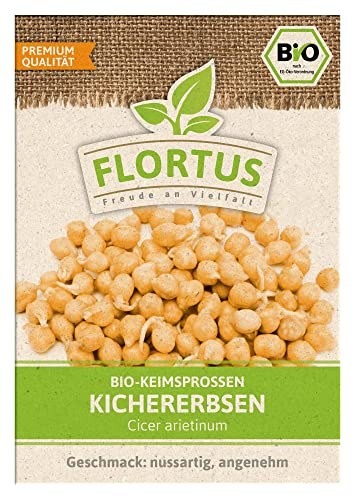 FLORTUS BIO Keimsprossen Kichererbse | Gesunde & leckere Keimsprossen | Sprossensaat | Keimsprossen | Keimsaaten