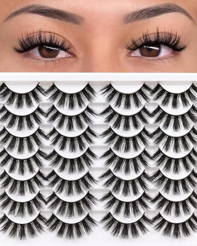 Veleasha Lashes 3D Faux Mink Lashes Fluffy False Eyelashes Natural Look 14 Pairs Lashes Pack Luxury Wispy Fake Eyelashes (3D07)