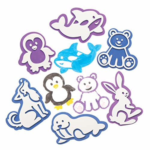 Baker Ross FC288 Arktische Tiere Schaumstoff Stempel Set - 10er Pack, Moosgummistempelset für Kinder, Perfekt für Kindergeburtstag Mitgebsel, Weihnachtsbasteln für Kinder, Bastel Stempel für Kinder
