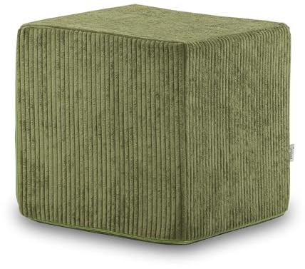 Ecopuf Block Pouf Vävd Fotstöd Sammet - helt avtagbar klädsel - Puff Stoppad fyrkantig pall för interiörer Dim 40 x 40 Cm