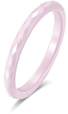 Beydodo Ring Keramik Rosa, Herren Ring Schmal 2MM Bandring Freundschaftsring Männer Ringe Gr.55 (17.5)