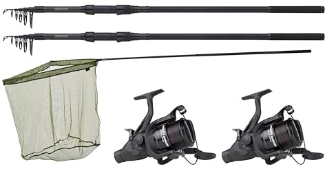 JRC Defender Two Rod Combo Comprend 2 Cannes à Carpe JRC de Haute qualité, 2 moulinets Mitchell 6500, Un Filet à spécimens et Une poignée à Filet en Deux Parties