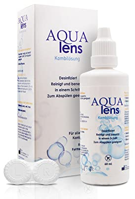 AQUA lens Kontaktlinsen Fluessigkeit - Flight Pack - Reise-Set 60 ml + Behälter - Premium All-in-One Kombilösung für weiche Kontaktlinsen mit HPMC