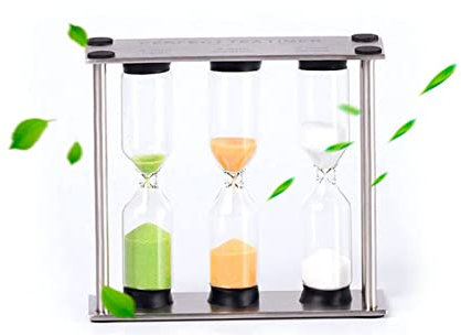 OURECO Sablier Nordic Style Creative Métal en Acier Inoxydable Verre Sablier Sand Timer 3/4/5 Minutes Art Moderne Artisageux Accessoire de décoration de Bureau Sablier Magnétique