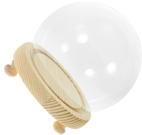 Garneck Cloche Glass Dome Display Case Wooden Base Decorative Jar for Preserved Flowers Landscape and Figurines for Home Office Decor