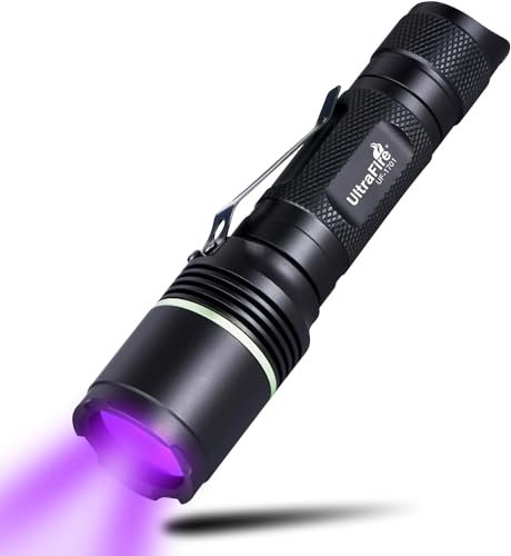 UltraFire Linterna UV de 395 nm LED de luz negra, luz UV de un solo modo, lámpara ultravioleta para resina endurecida, pegamento UV, manchas de orina de mascotas, detección de escorpiones